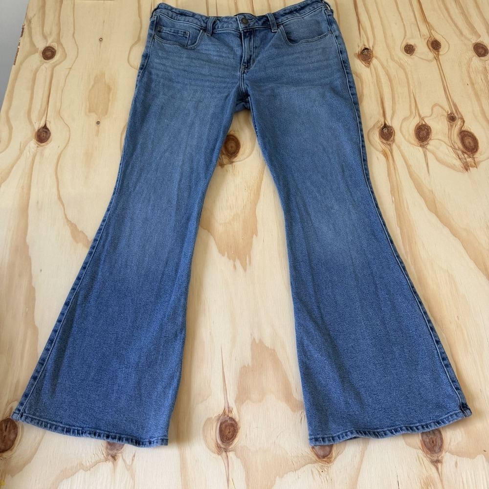 VINTAGE Y2K HOLLISTER  SUPER FLARE LOW RISE JEANS WOMENS  SZ 15R/14R W32R